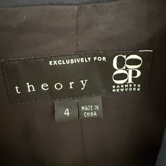Theory for Barney's Wool Blend Blazer Navy Black Gray Stripes Size 4 Button Work - Picture 2 of 9